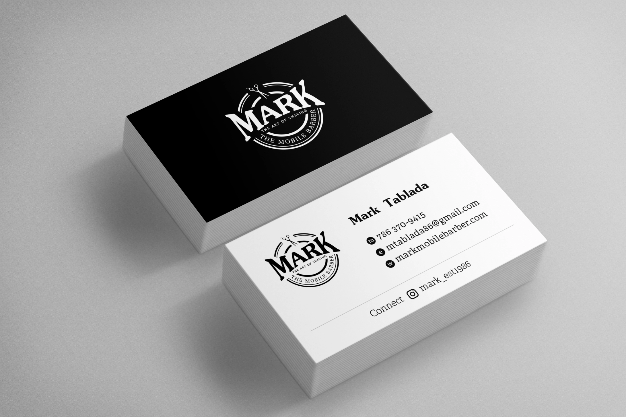 Mark the mobile barber business card design